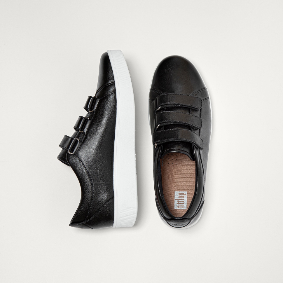 Fitflop Rally Strap Sneaker Aus Metallic-Leder Schwarz