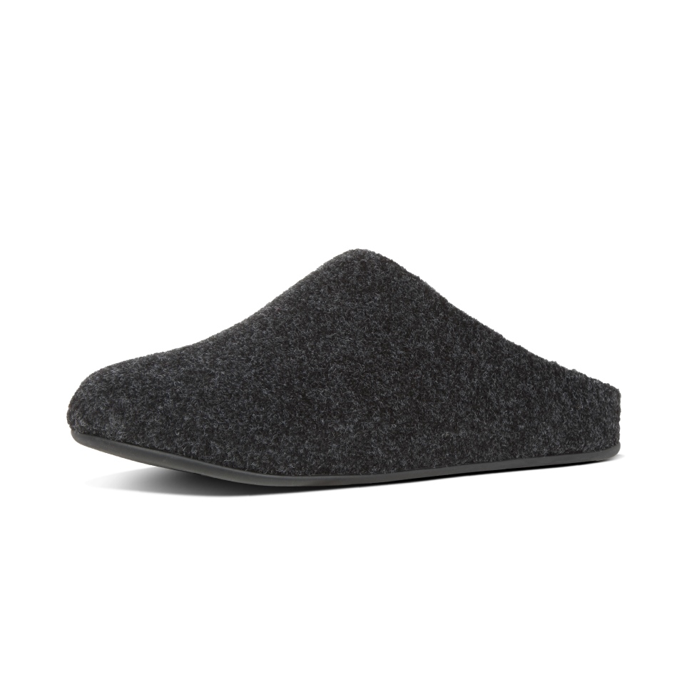 Fitflop Shove Herren Filzhausschuhe Ganz Schwarz