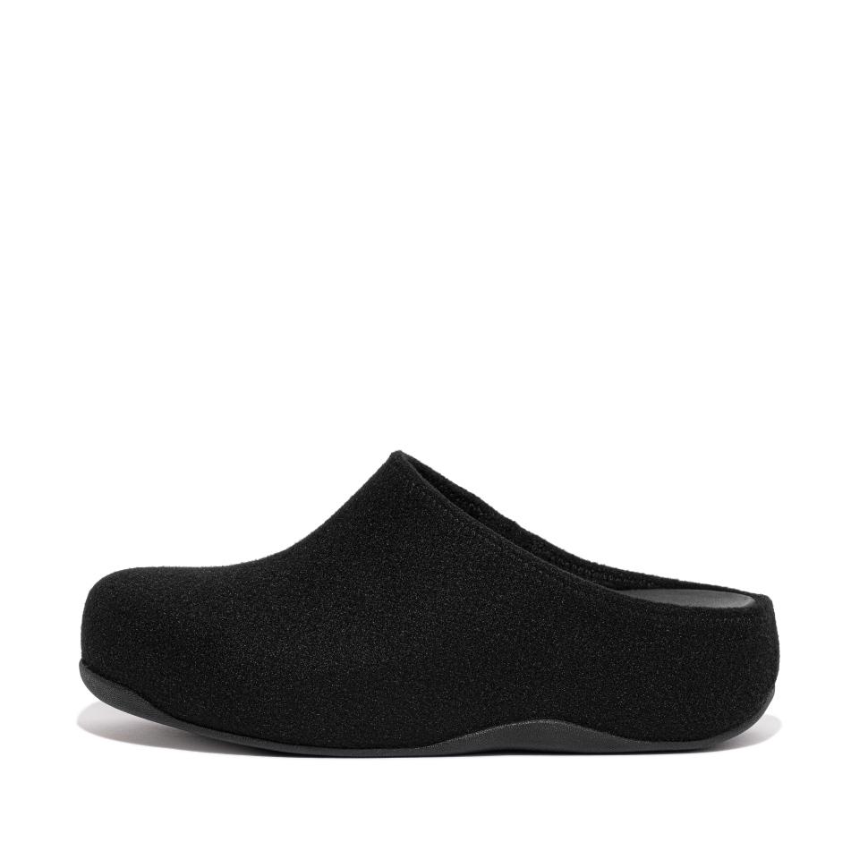 Fitflop Shuv Bequeme Filz-Clog-Hausschuhe Ganz In Schwarz