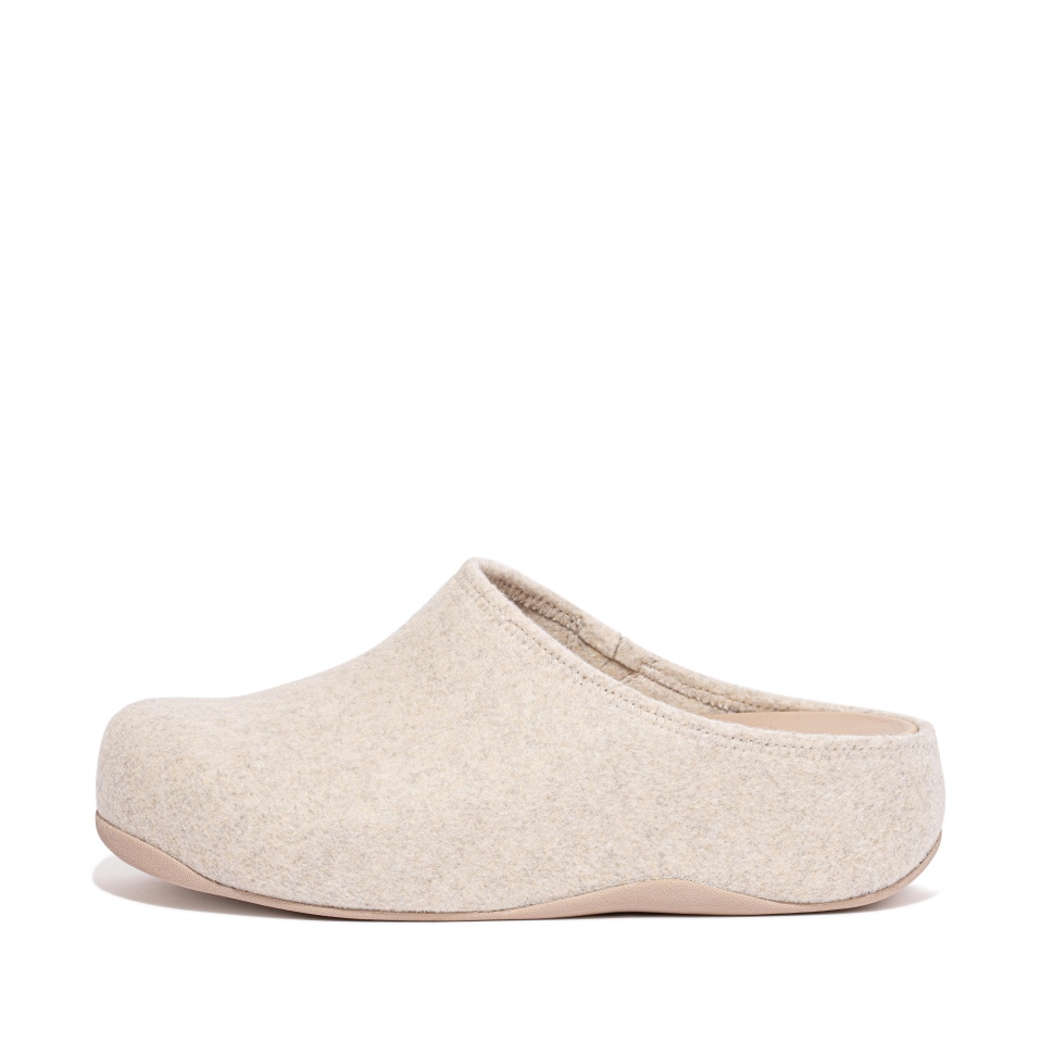 Fitflop Shuv Cushy Filz Clog Hausschuhe Elfenbein