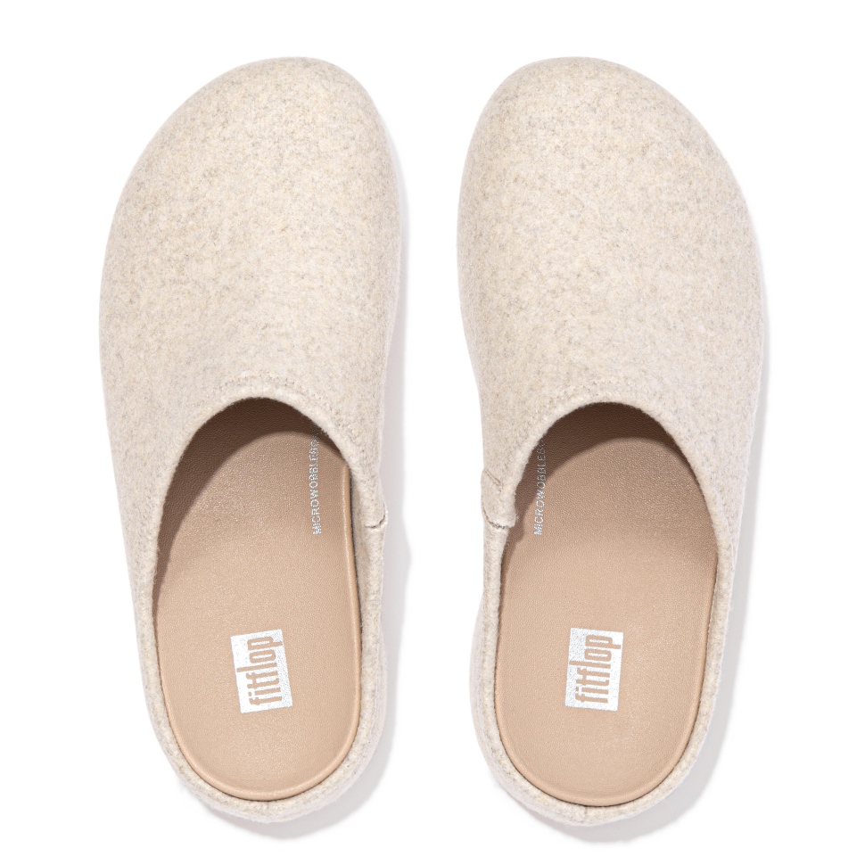 Fitflop Shuv Cushy Filz Clog Hausschuhe Elfenbein