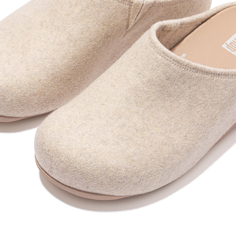 Fitflop Shuv Cushy Filz Clog Hausschuhe Elfenbein