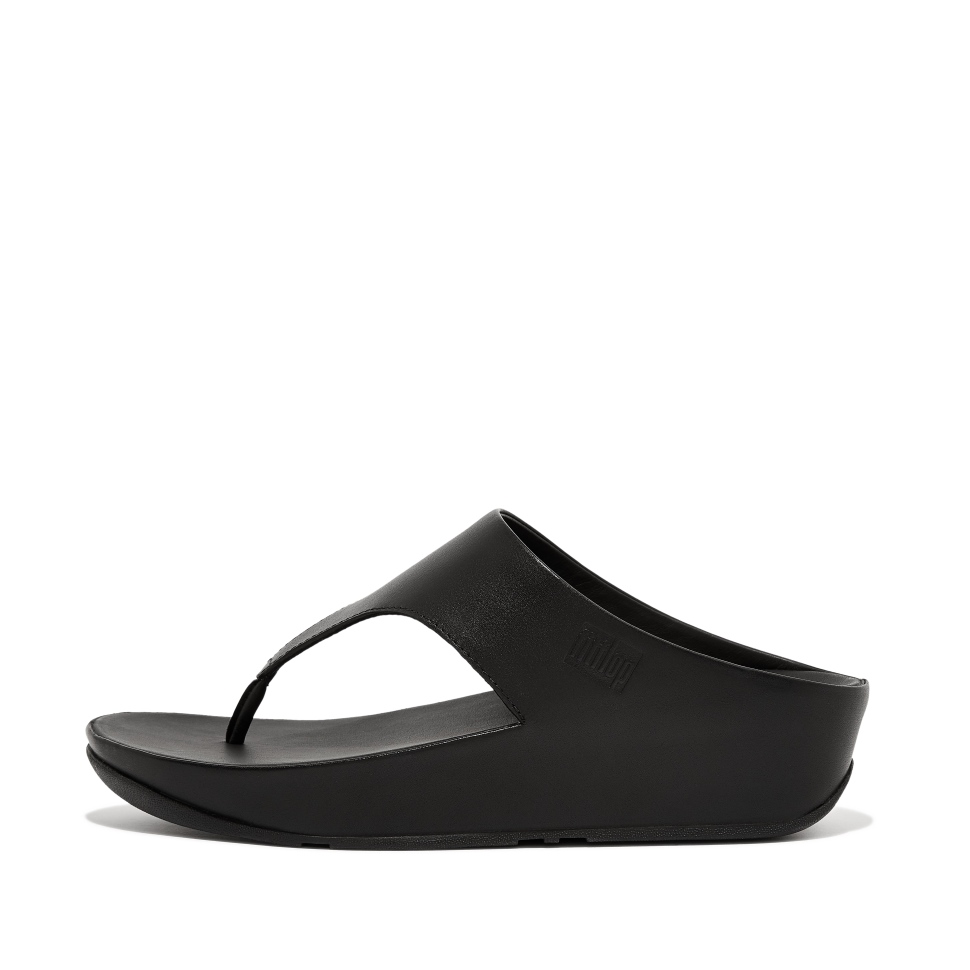 Fitflop Shuv Zehenstegsandalen Aus Leder Ganz In Schwarz