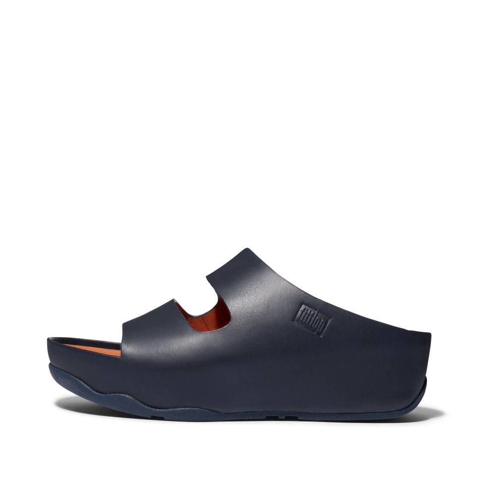 Fitflop Shuv Lederpantoletten Mit Zwei Riegeln Nachtblau