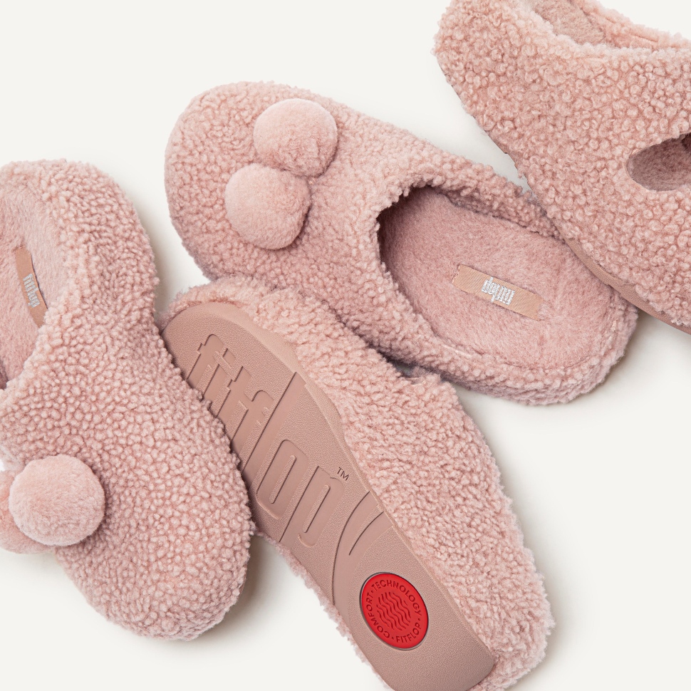 Fitflop Shuv Shearling-Pantoletten Mit Zwei Riegeln In Zartrosa