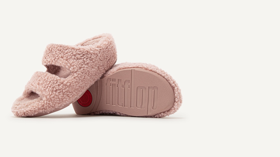 Fitflop Shuv Shearling-Pantoletten Mit Zwei Riegeln In Zartrosa