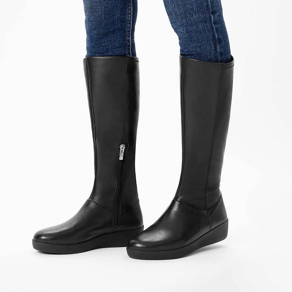 Fitflop Sumi Stretch Kniehohe Stiefel Ganz In Schwarz