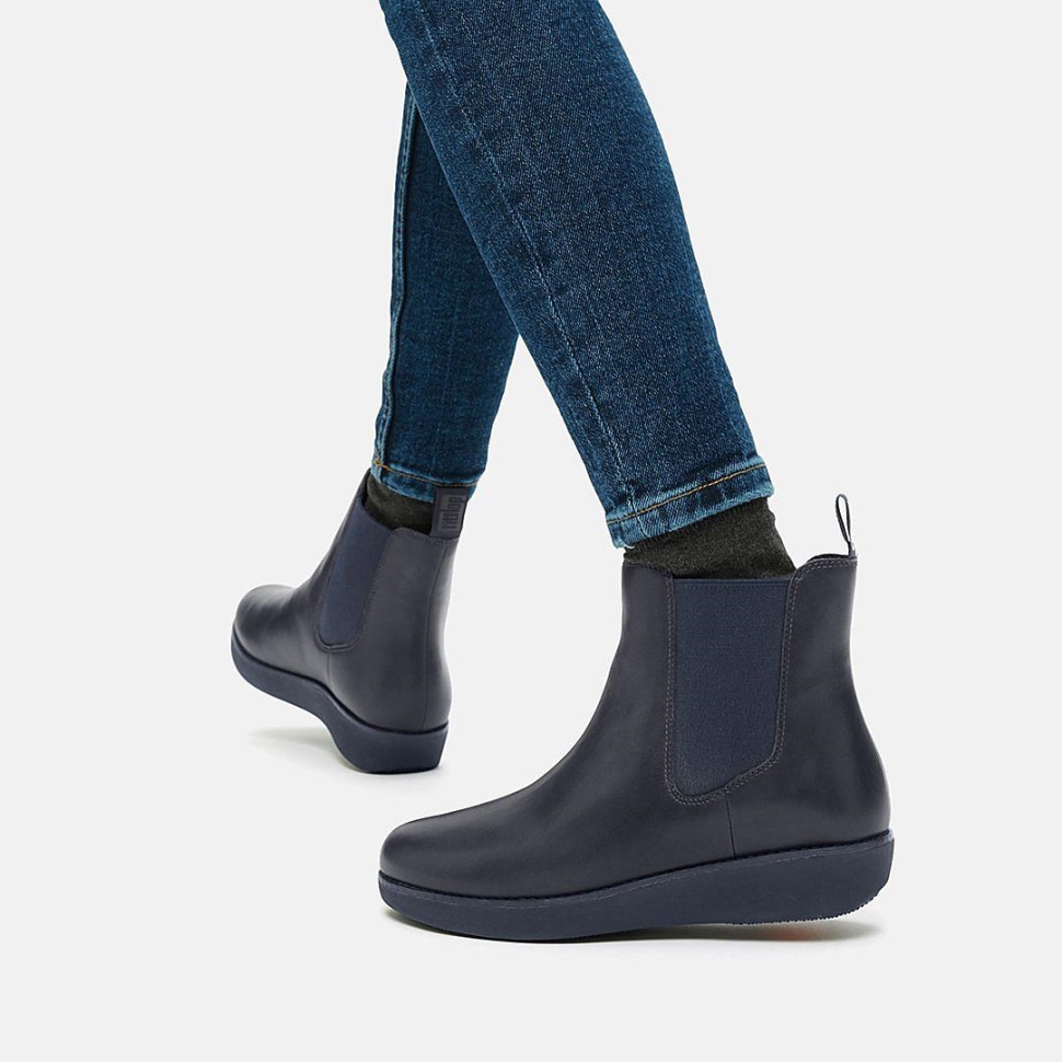 Fitflop Sumi Wasserdichte Chelsea-stiefel Aus Leder Mitternachtsmarine