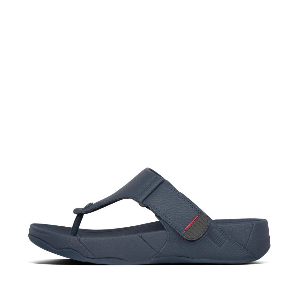 Fitflop Drawn II Zehenstegsandalen Aus Leder Für Herren Navy