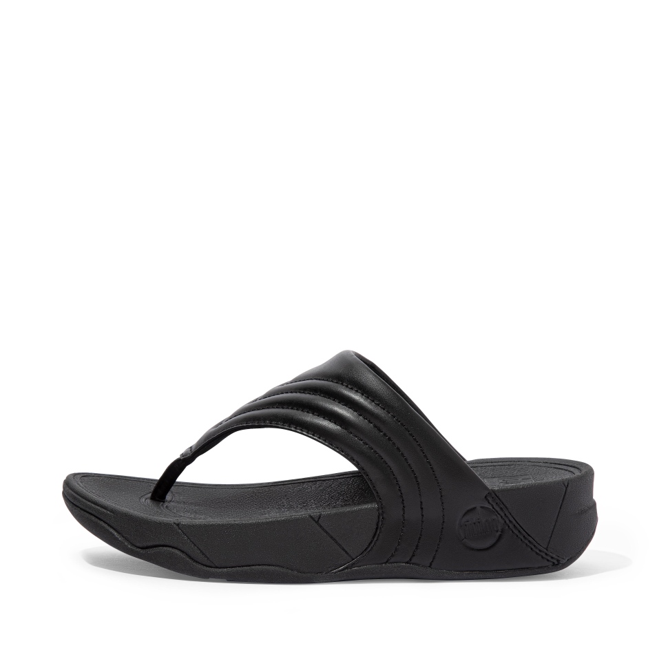 Fitflop Walkstar Zehenstegsandalen Aus Leder Ganz In Schwarz