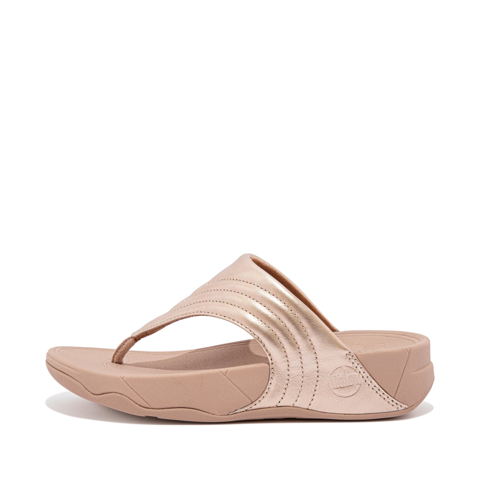 Fitflop Walkstar Zehenstegsandalen Aus Leder Roségold