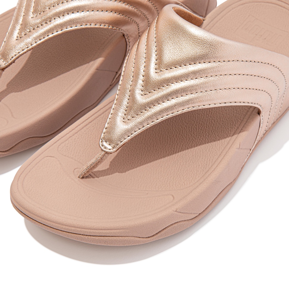 Fitflop Walkstar Zehenstegsandalen Aus Leder Roségold