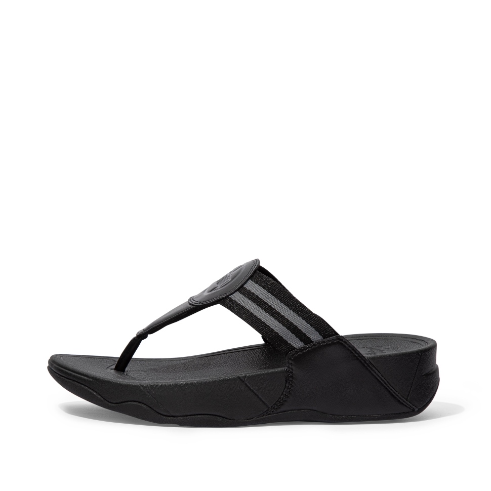 Fitflop Walkstar Zehenstegsandalen Aus Gurtband Ganz In Schwarz