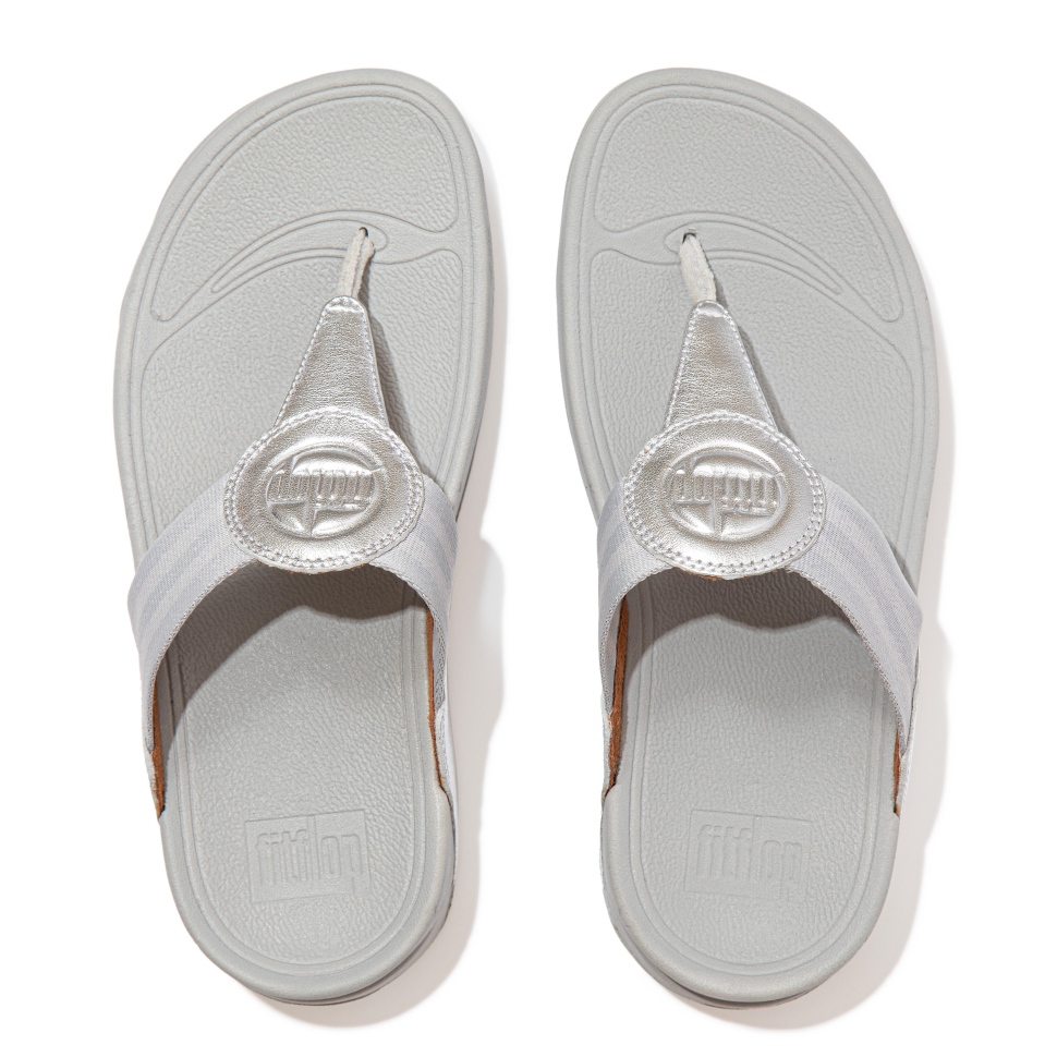 Fitflop Walkstar Zehenstegsandalen Aus Webbing Silber