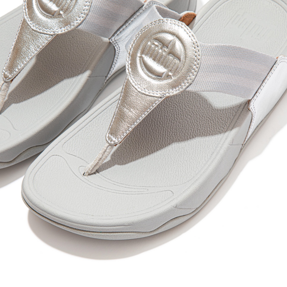 Fitflop Walkstar Zehenstegsandalen Aus Webbing Silber