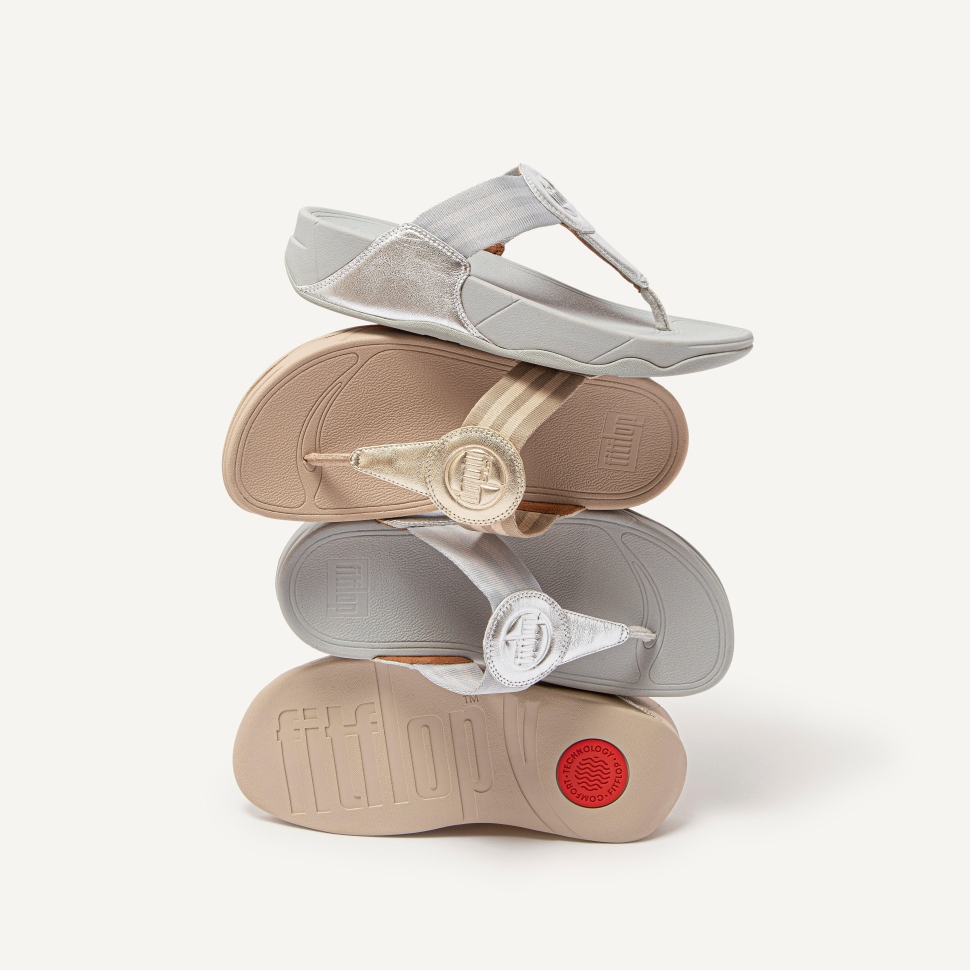 Fitflop Walkstar Zehenstegsandalen Aus Webbing Silber