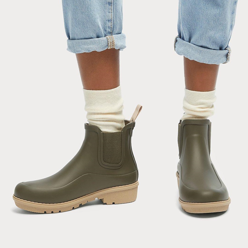 Fitflop Wonderwelly Chelsea-Regenstiefel Mit Kontrastsohle, Moosige Mischung