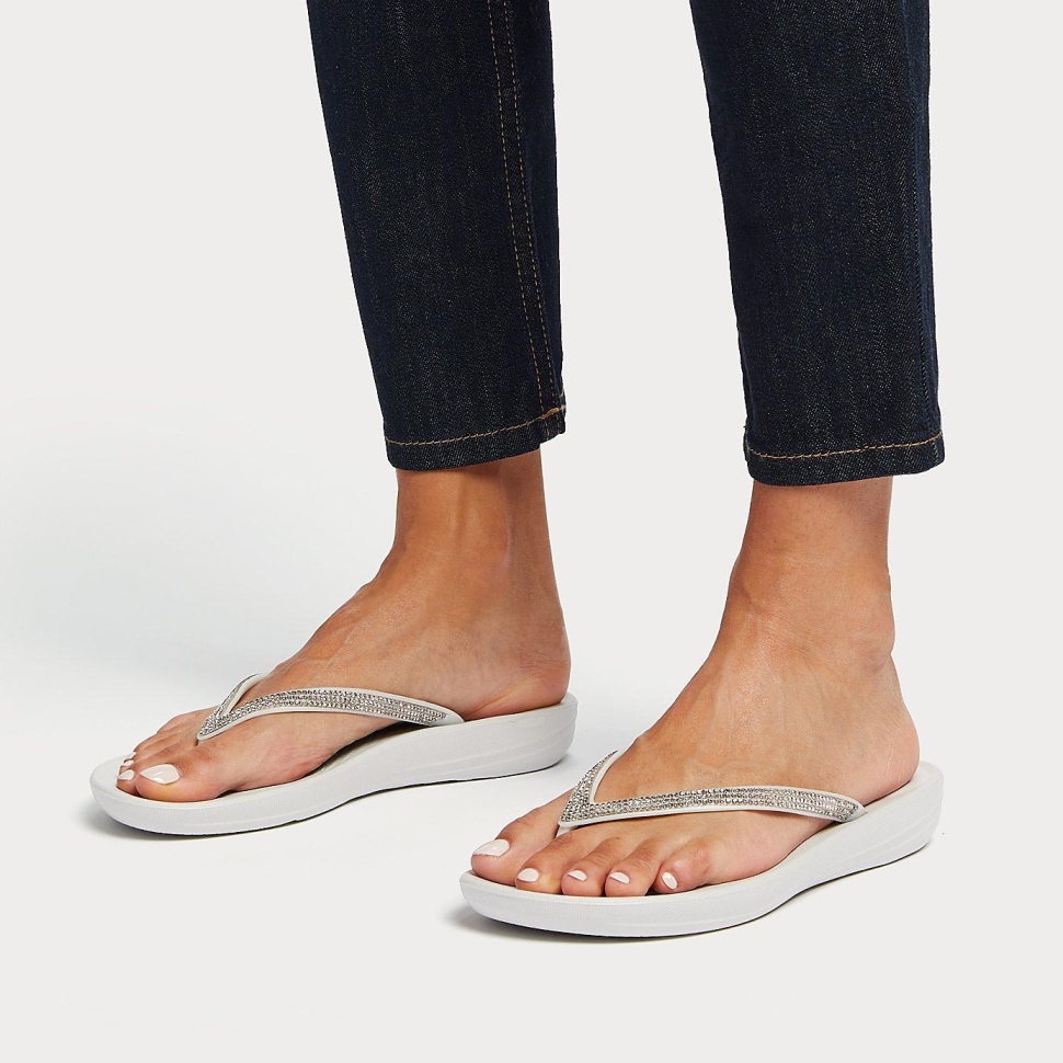 Fitflop Iqushion Funkelnde Ergonomische Flip-Flops In Weichem Grau