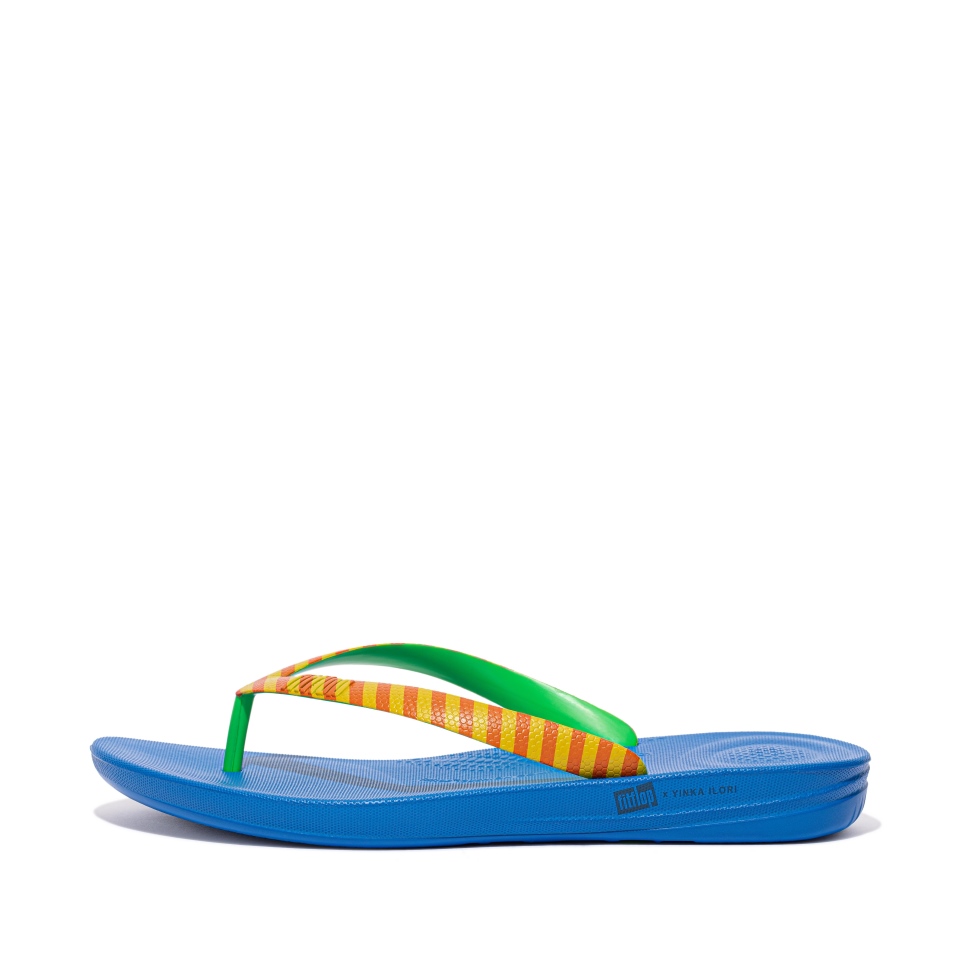 Fitflop Iqushion X Yinka Ilori Herren Flip-flops Gelb-rot Alarm
