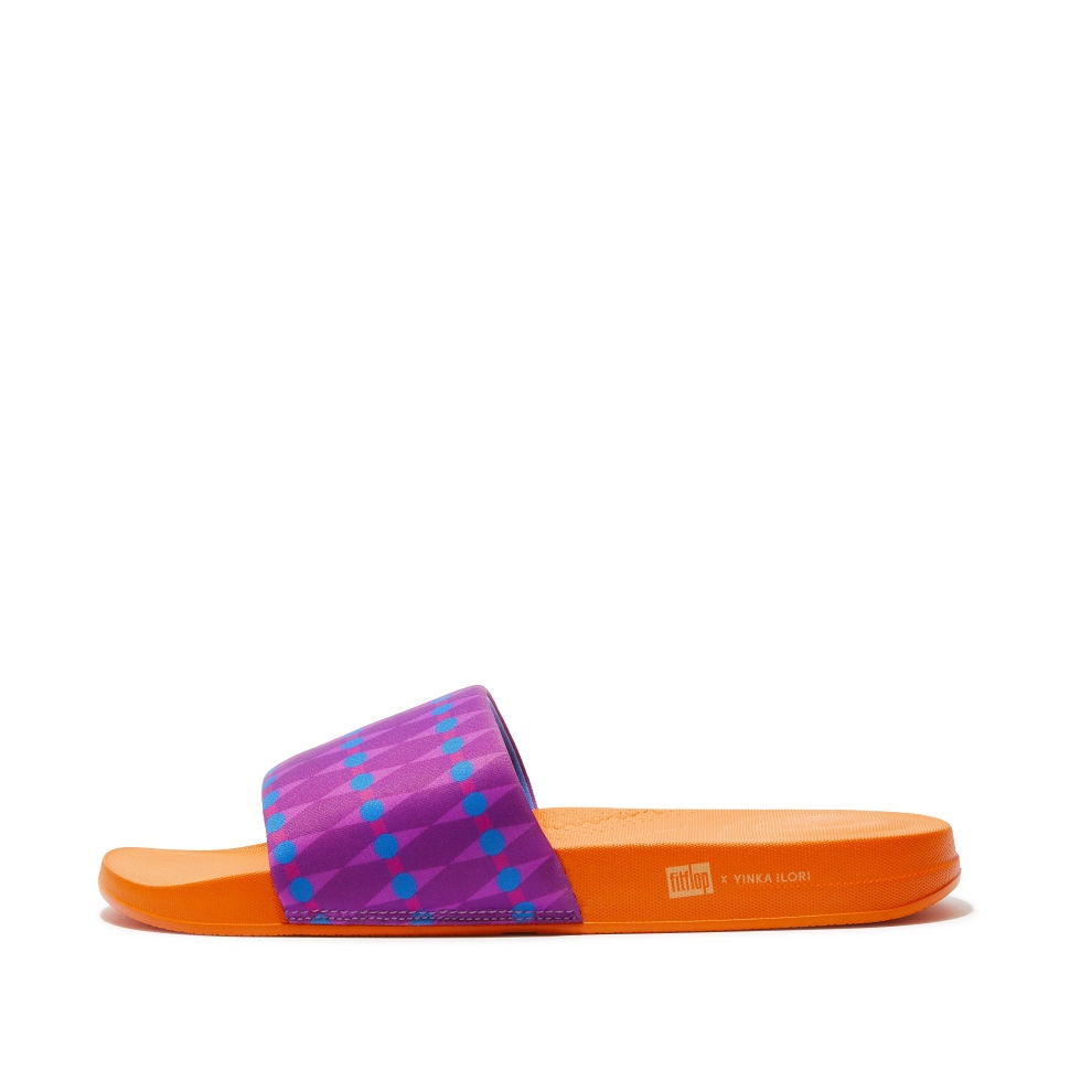 Fitflop Iqushion X Yinka Ilori Wasserfeste Pantoffeln Für Herren Violett-blauer Schleier