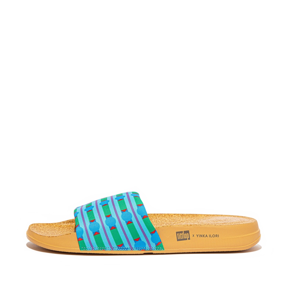 Fitflop Iqushion X Yinka Ilori Wasserfeste Pantoffeln Eisblau-grün
